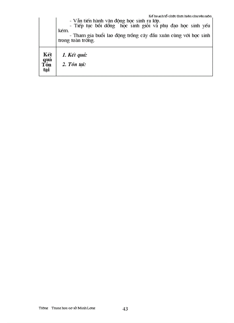 image for page Kế hoạch tổ chức thực hiện chuyên môn trường THCS Minh Lương năm học 2010 2011