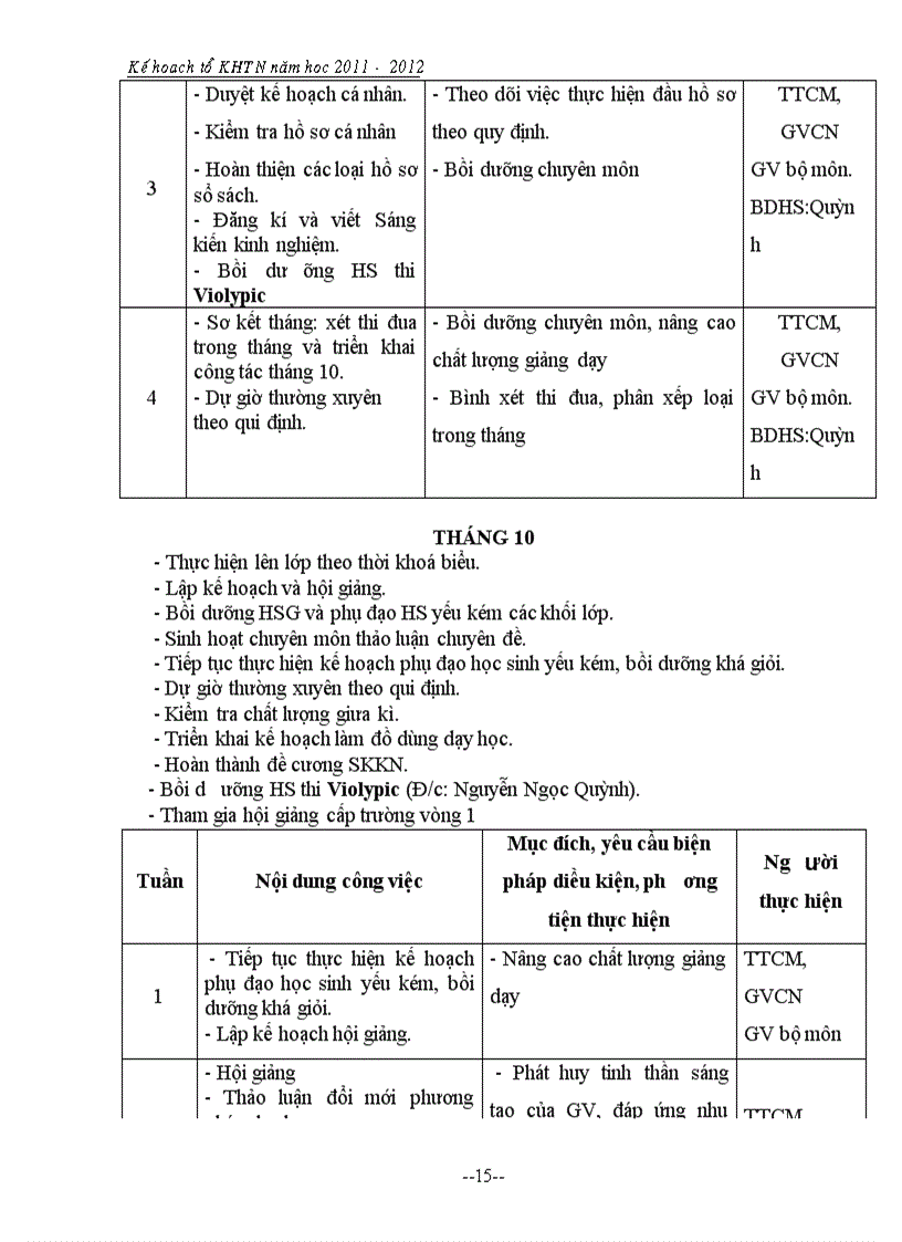 image for page Kế hoạch tổ chuyên môn KHTN