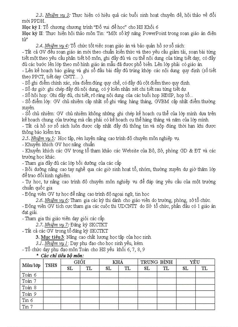 image for page Kế hoạch tổ chuyên môn năm học 2011 2012