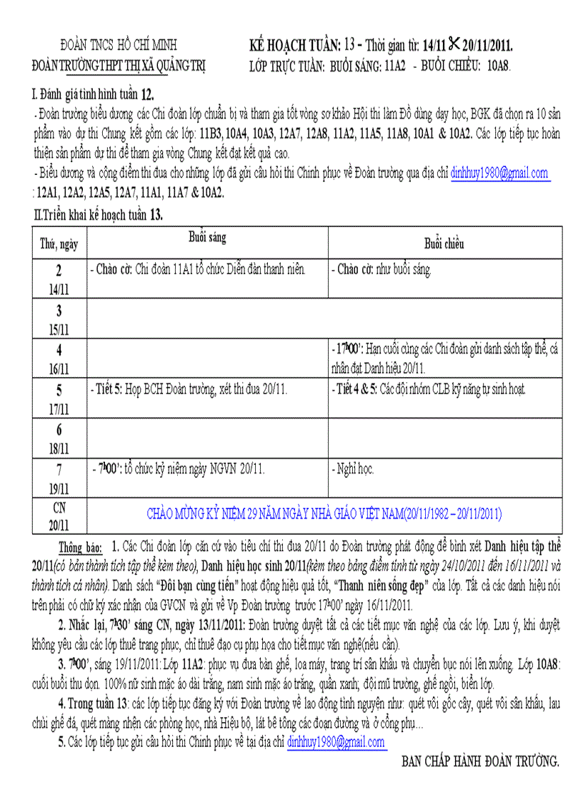 image for page Kế hoạch tuần 13