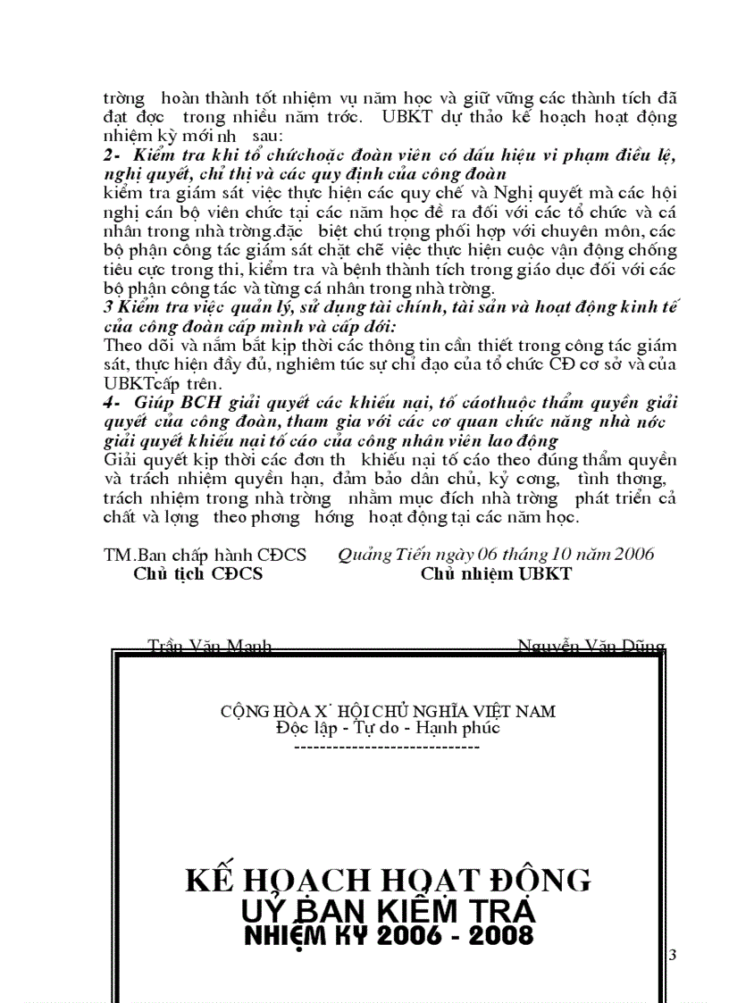 image for page Kế hoạch UBKT công đoàn