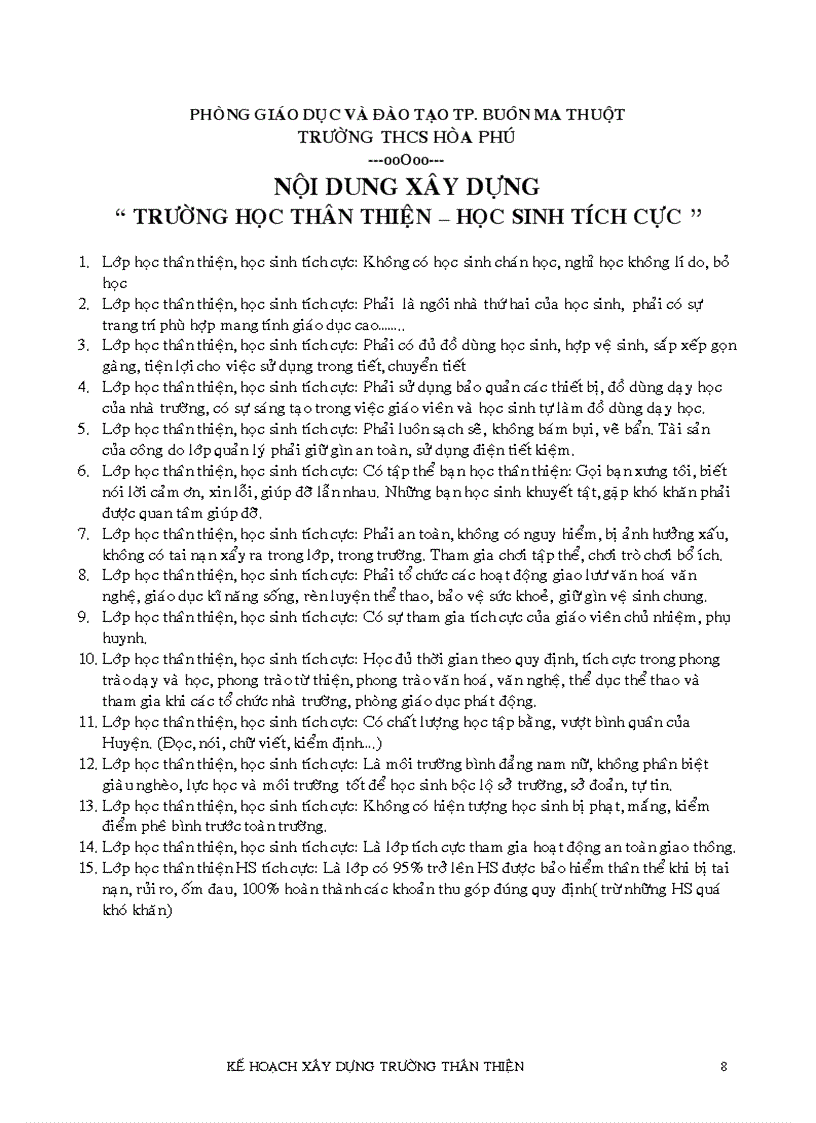 image for page Kế hoạch xây dựng Trường Thân thiện