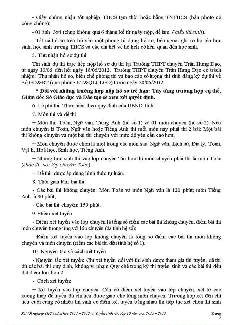 image for page Kế hoạch xét tốt nghiệp và TS lop 10 2012 2013