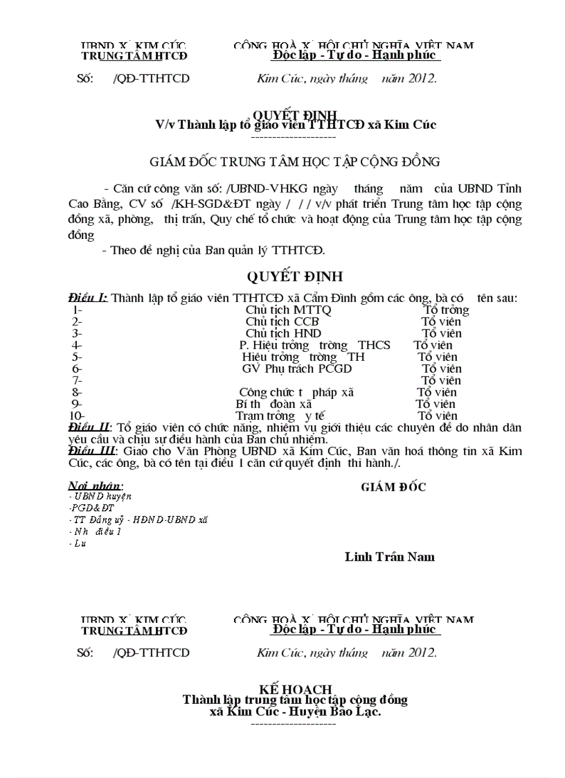 image for page Ke hoach to trinh quyet dinh van ban trung tam hoc tap cong dong