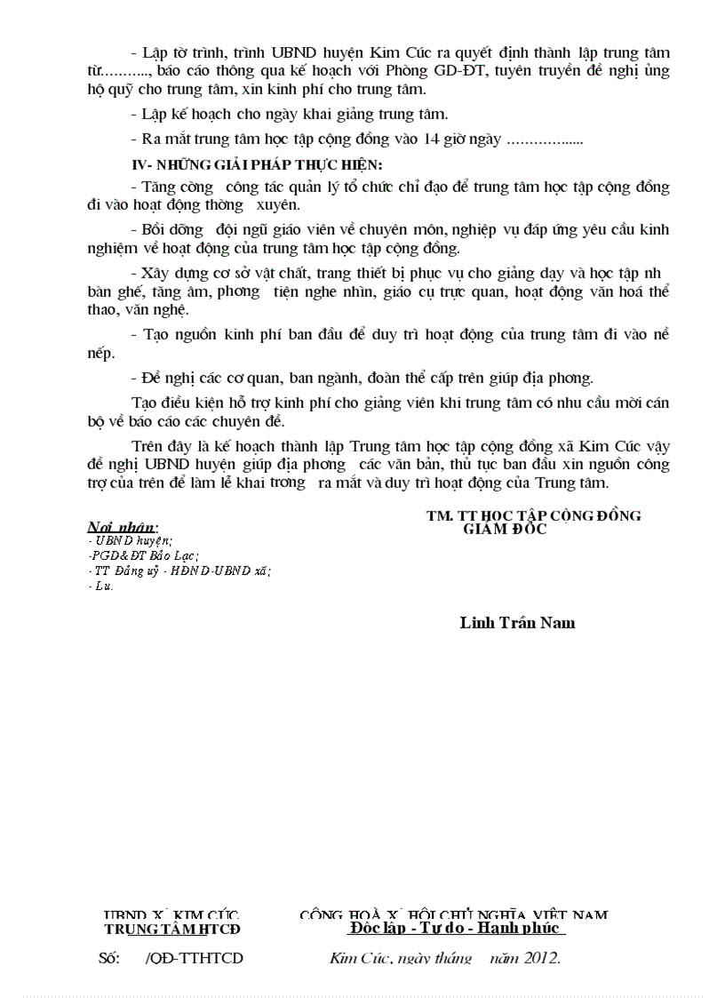 image for page Ke hoach to trinh quyet dinh van ban trung tam hoc tap cong dong