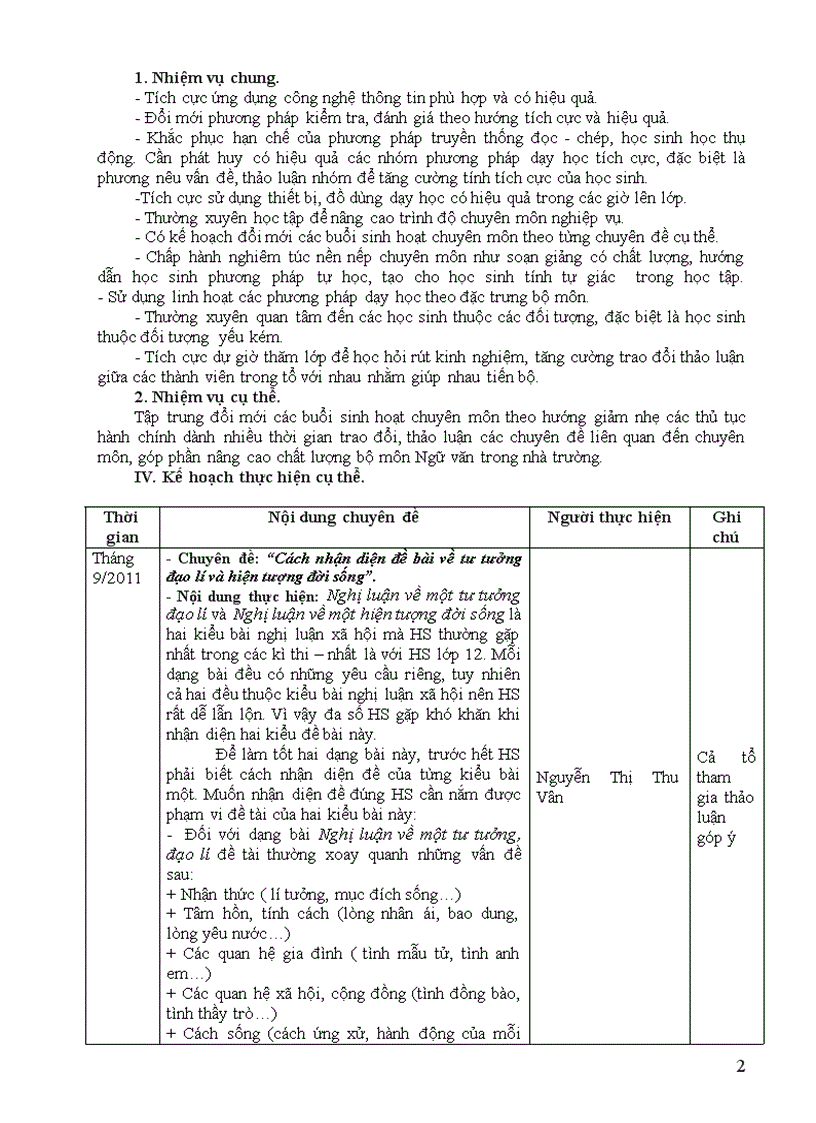 image for page Kế họch dổi mới phương pháp dạy học năm học 2011 2012 của tổ Ngữ văn