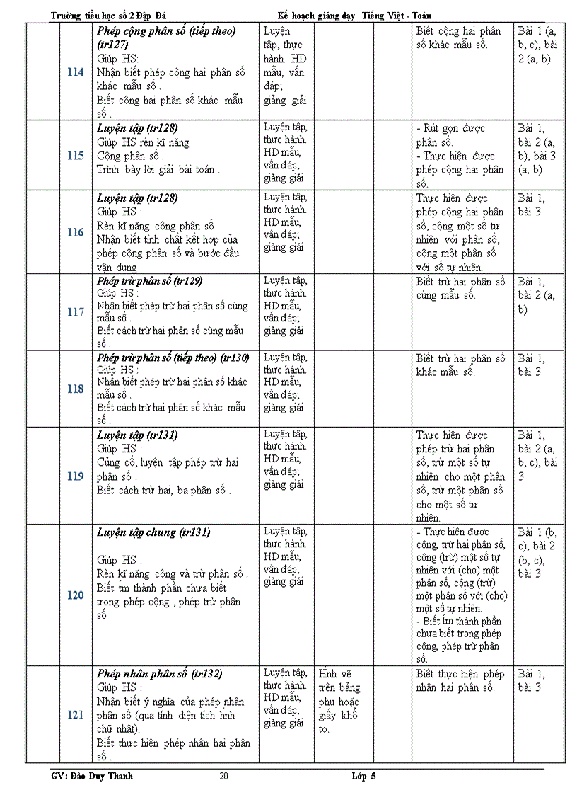 image for page Kế khoạch dạy học toan 4