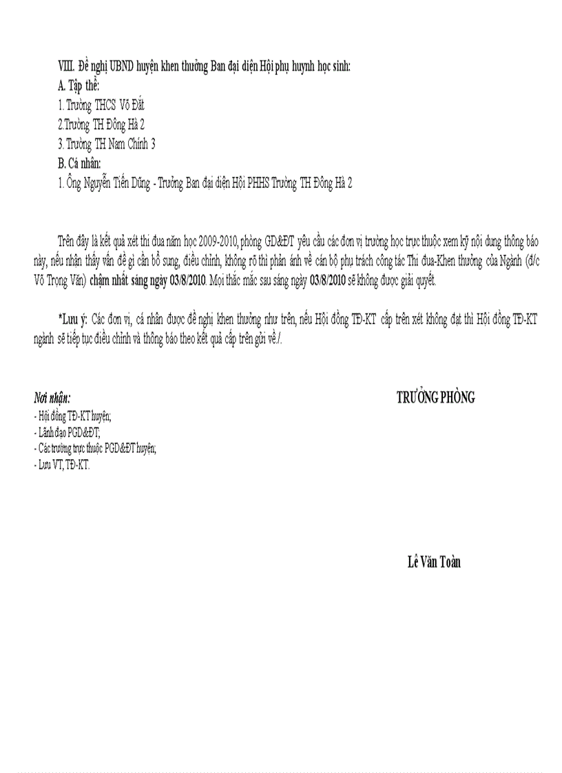 image for page Kết quả xét thi đua năm học 2009 2010 của ngành gd đt