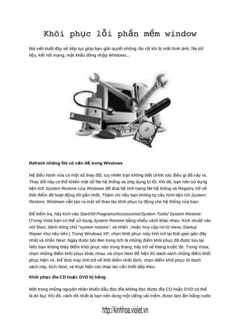 image for page Khắc phục lỗi phần mềm Window