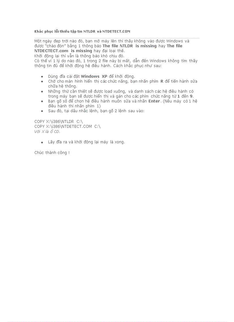 image for page Khắc phục lỗi thiếu tập tin NTLDR và NTDETECT