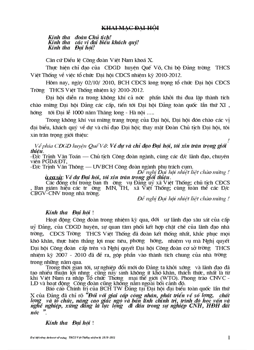 image for page Khai mạc DHCĐCS nhiệm kỳ 2010 2012