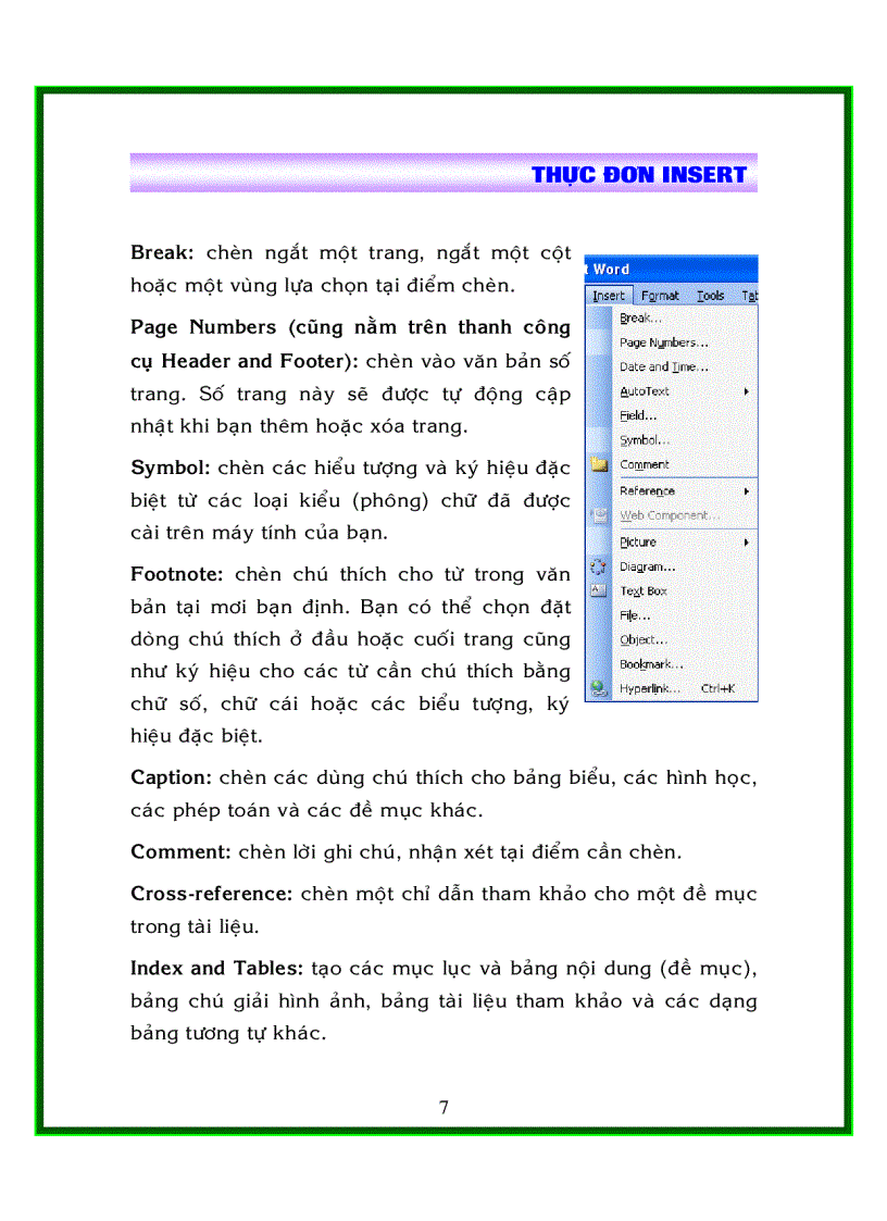 image for page Khám phá các thực đơn trong ms word