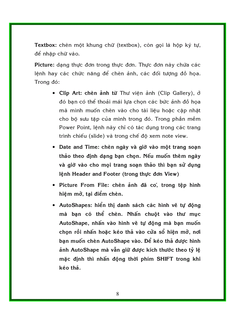 image for page Khám phá các thực đơn trong ms word