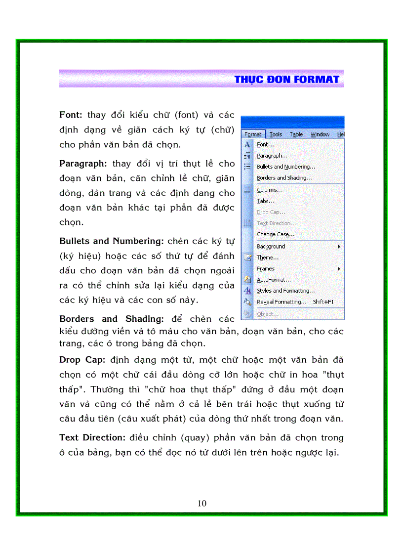 image for page Khám phá các thực đơn trong ms word