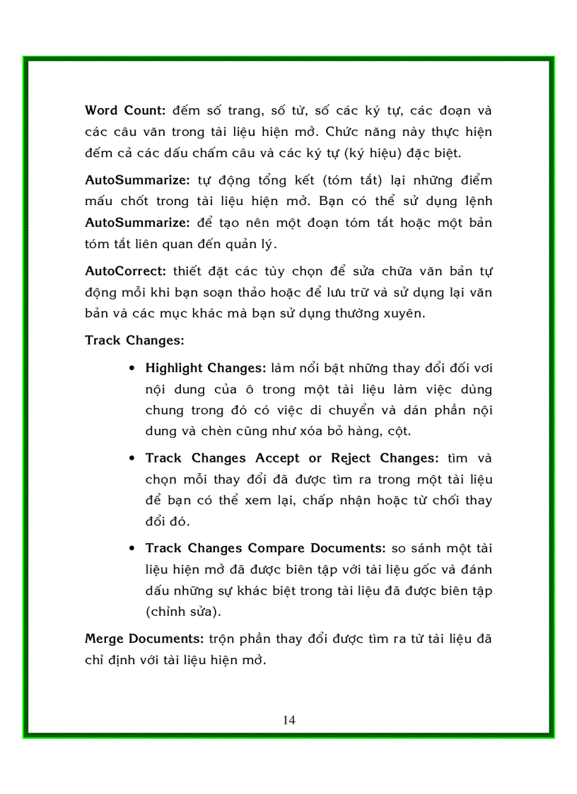 image for page Khám phá các thực đơn trong ms word