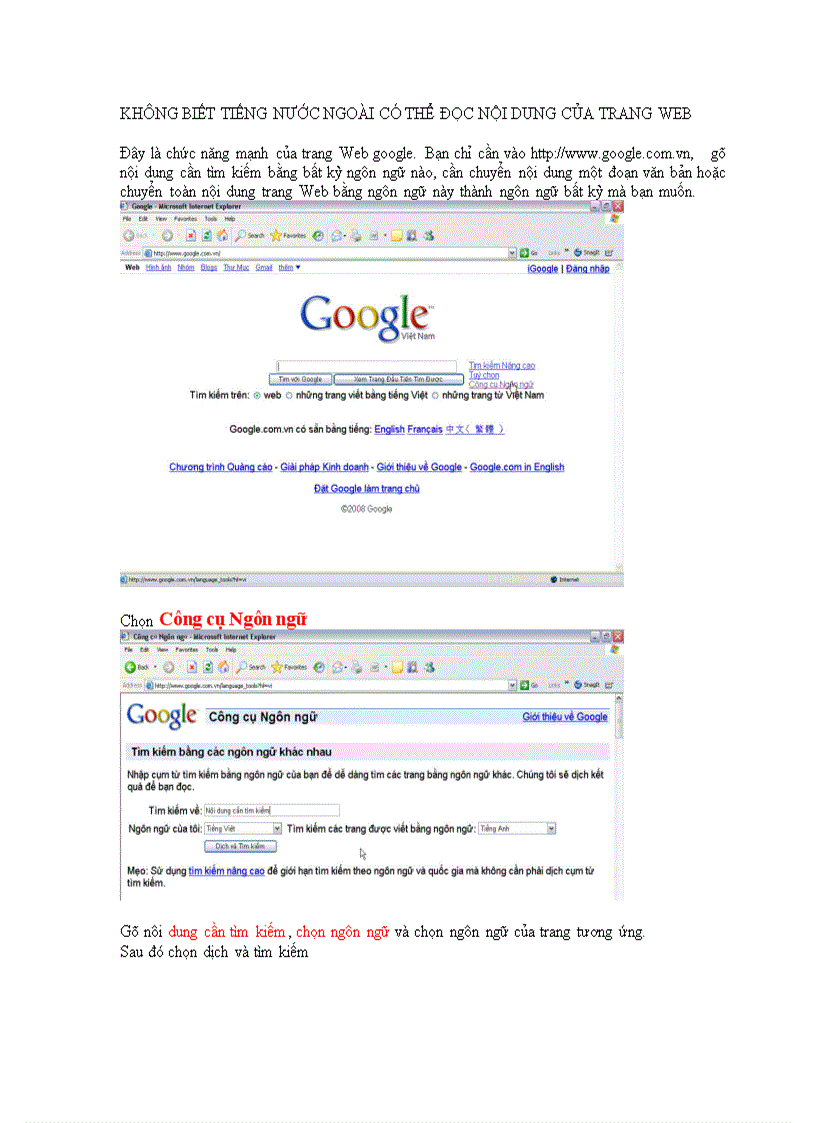 Không biết tiếng nước ngoài có thể đọc được nội dung trang Web