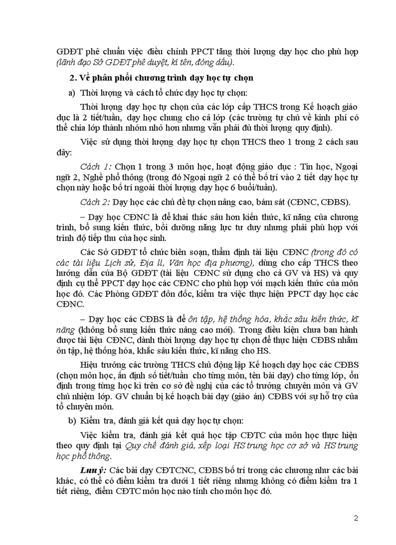 image for page Khung Phân phối chương trình Hoạt động ngoài giờ lên lớp THCS 2009 2010