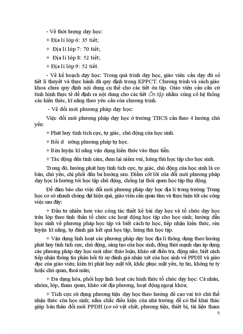 image for page Khung Phân phối chương trình môn Địa lý THCS 2009 2010