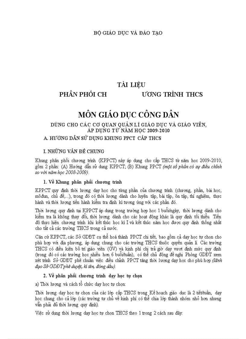 image for page KHUNG Phân phối chương trình môn GDCD