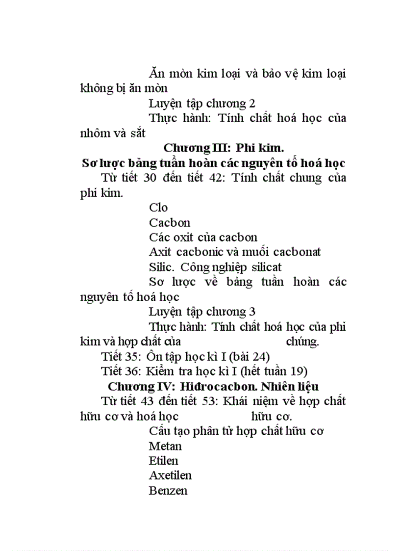 image for page Khung Phân phối chương trình môn Hóa học THCS 2009 2010