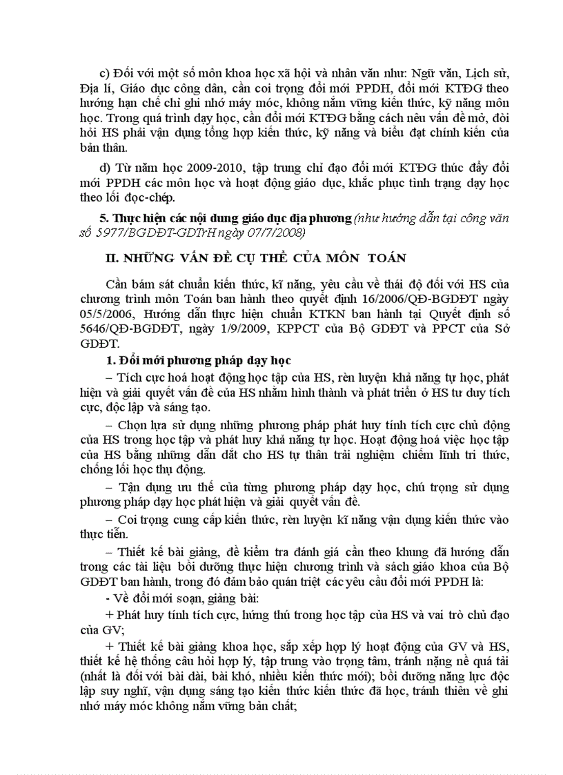 image for page Khung Phân phối chương trình môn Toán THCS 2009 2010