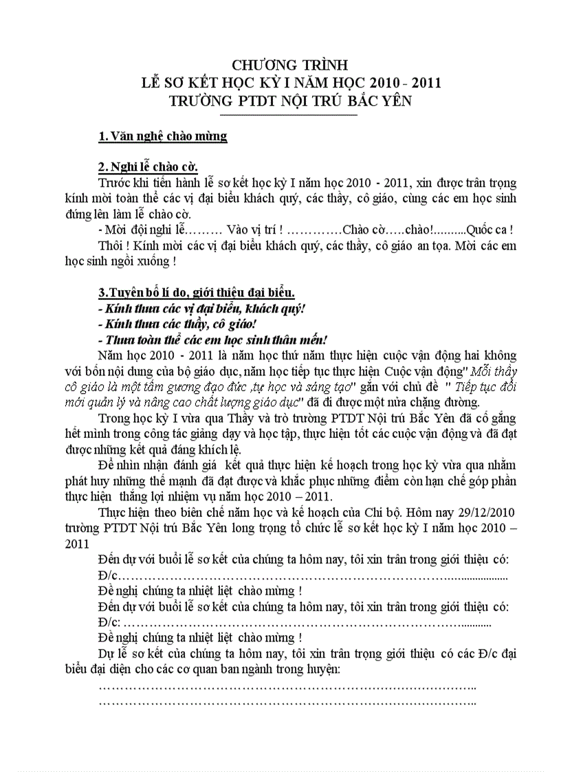 image for page Kịch bản Lễ sơ kết học kỳ I