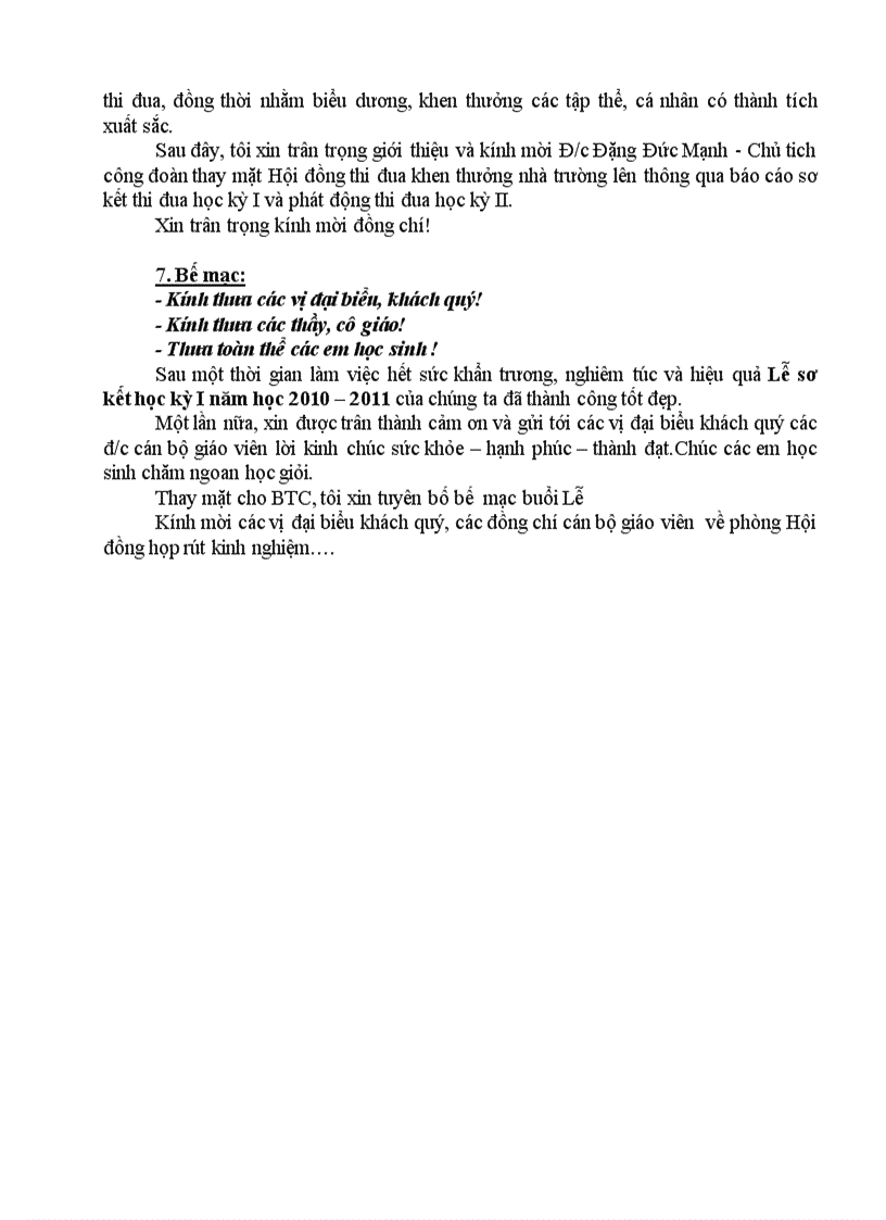 image for page Kịch bản Lễ sơ kết học kỳ I