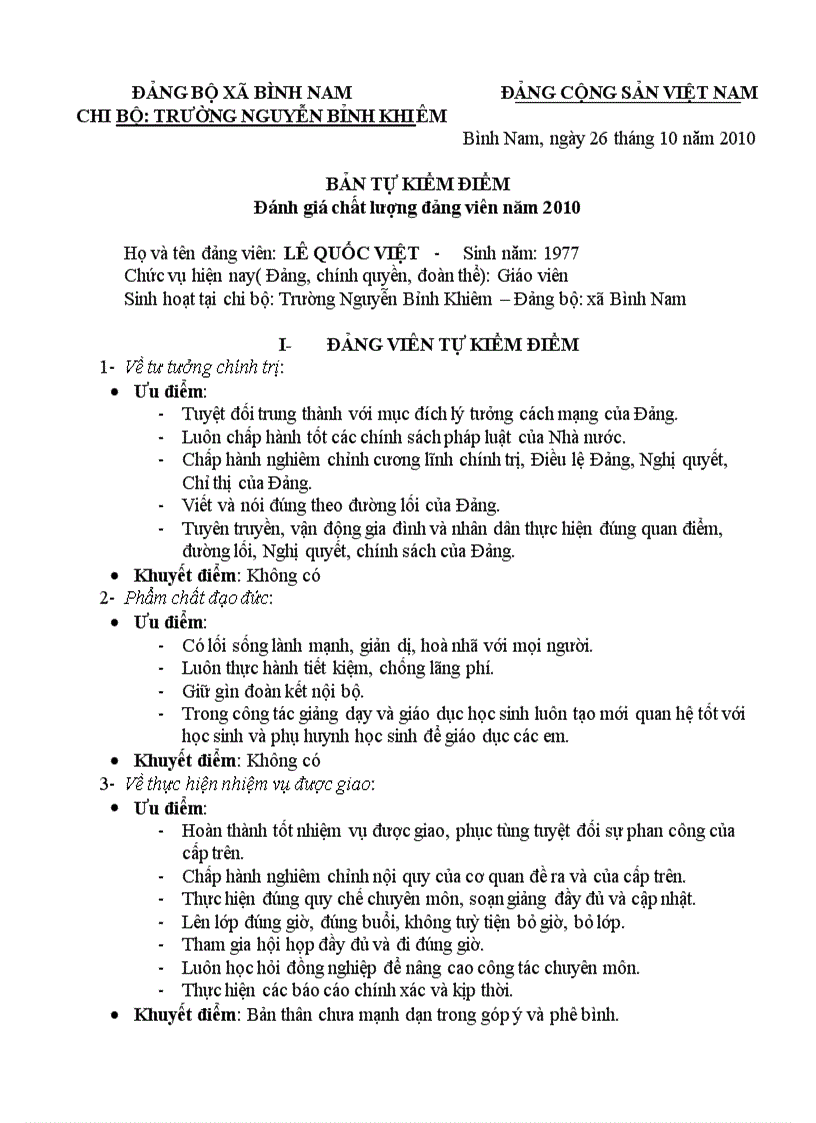 image for page Kiểm điểm đảng viên năm 2010