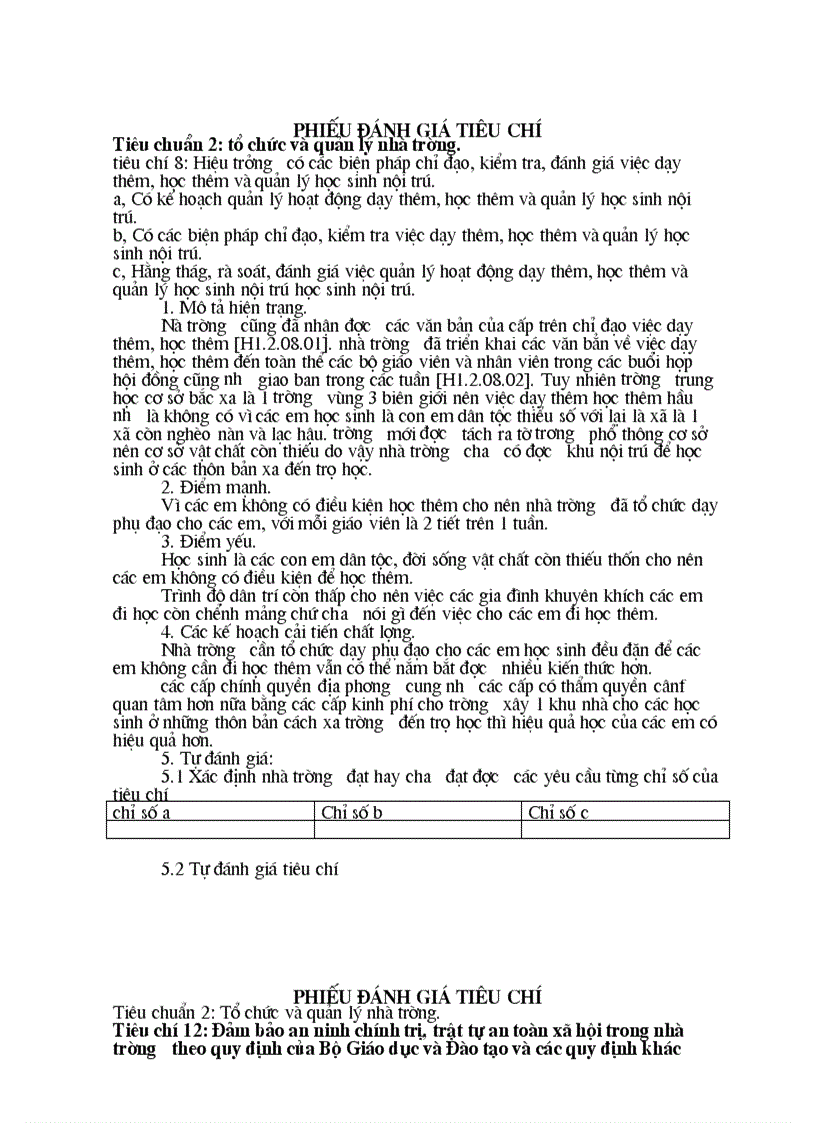 image for page Kiểm định chất lượng Phiếu đánh giá tiêu chí