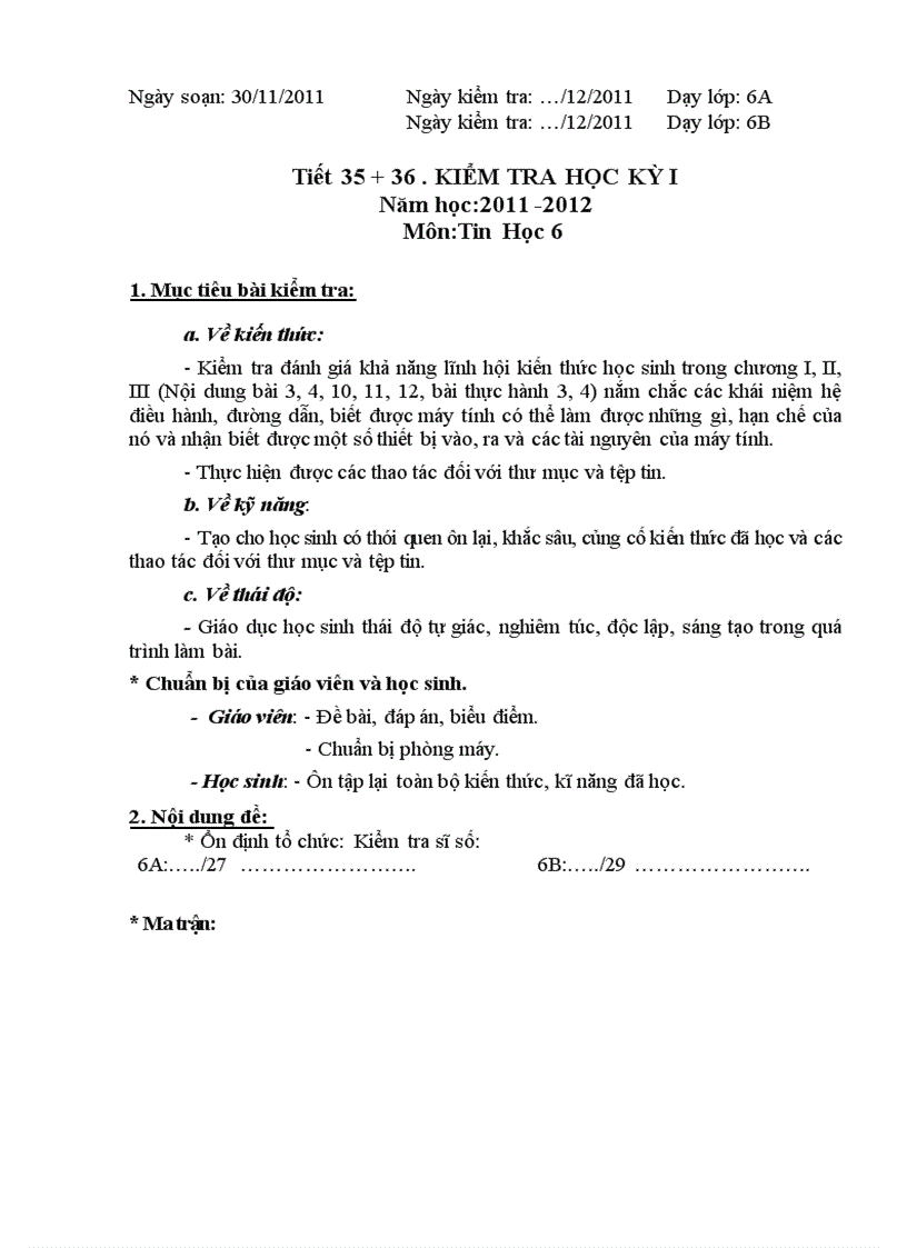 image for page Kiểm tra học kì 1 Tin 6