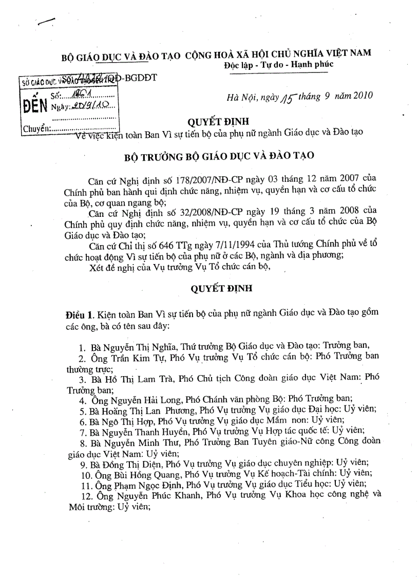 image for page Kiện toàn phụ nữ