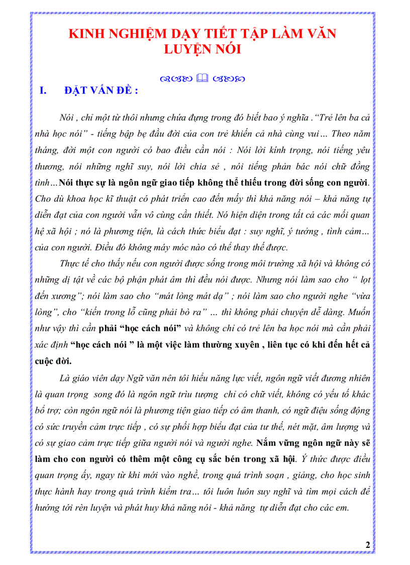 image for page Kinh nghiệm dạy tiết luyện nói