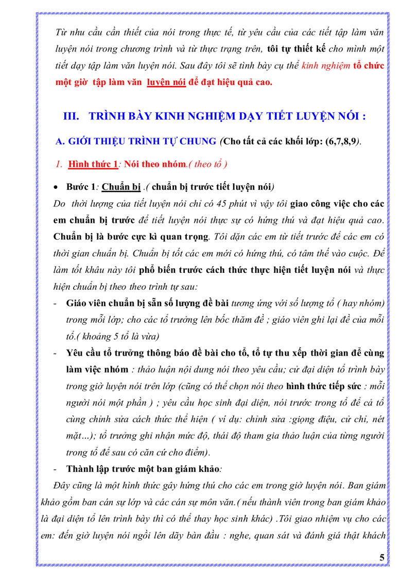 image for page Kinh nghiệm dạy tiết luyện nói