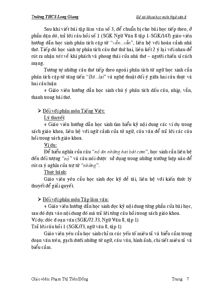 image for page Kinh nghiệm xây dựng nếp học tập tích cực trong khâu soạn bài môn Ngữ Văn 8 2009 2010