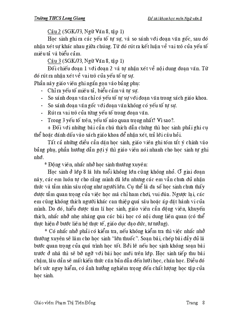 image for page Kinh nghiệm xây dựng nếp học tập tích cực trong khâu soạn bài môn Ngữ Văn 8 2009 2010