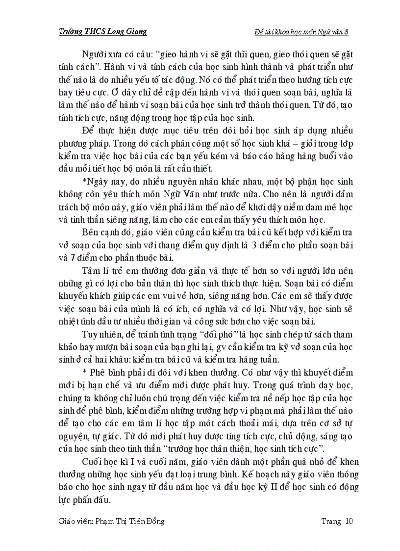 image for page Kinh nghiệm xây dựng nếp học tập tích cực trong khâu soạn bài môn Ngữ Văn 8 2009 2010