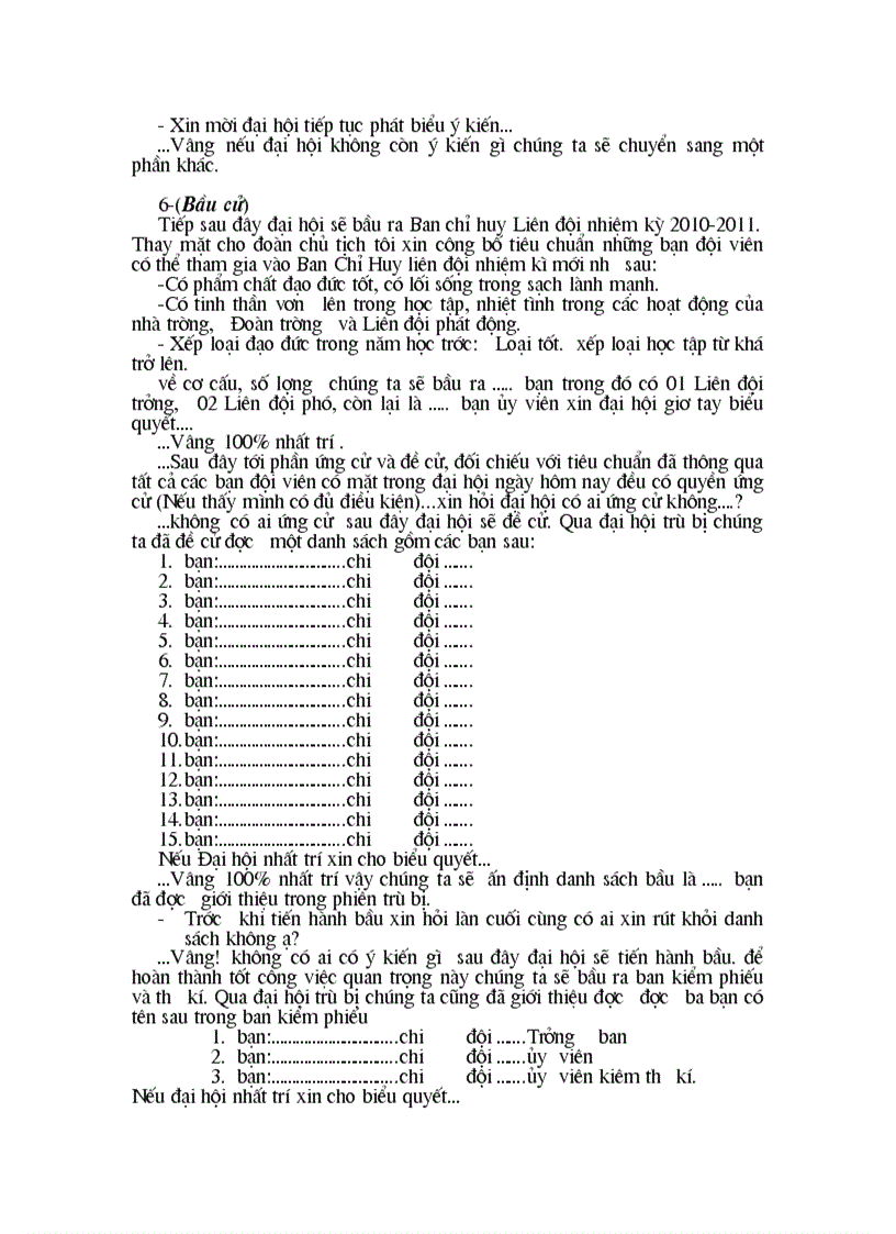 image for page Kịch bản chương trình Đại hội liên đội 1