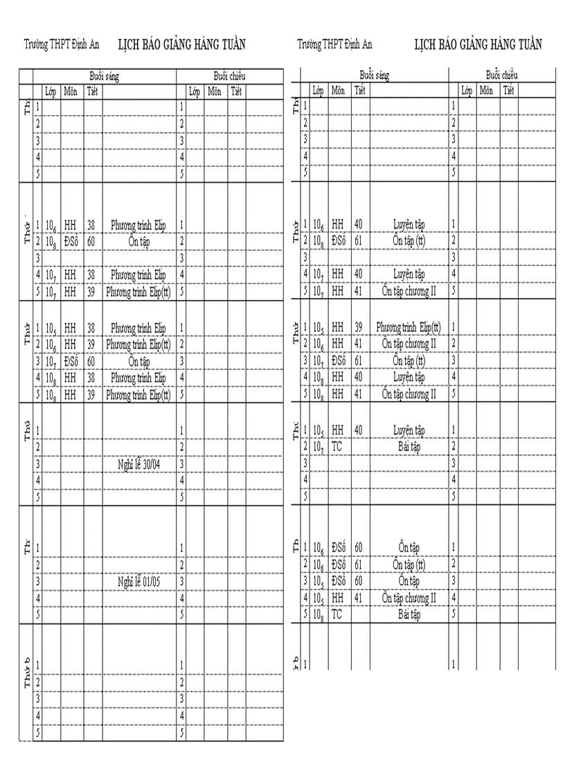 image for page Lịch báo giảng tự động Khối THCS
