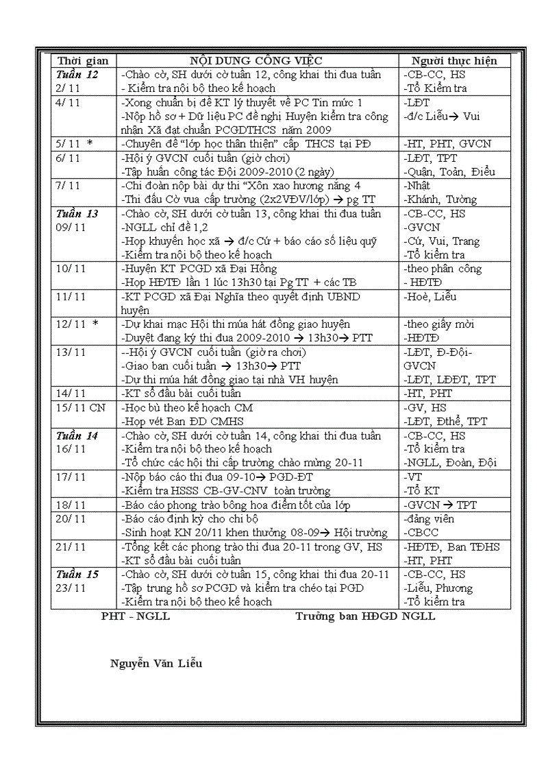 image for page Lich cong tac ngll thang 11 2009