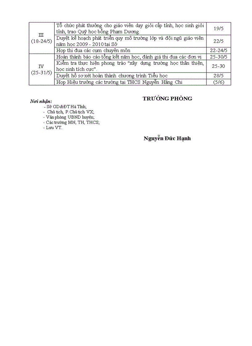 image for page Lich cong tac thang 5 nam 2009