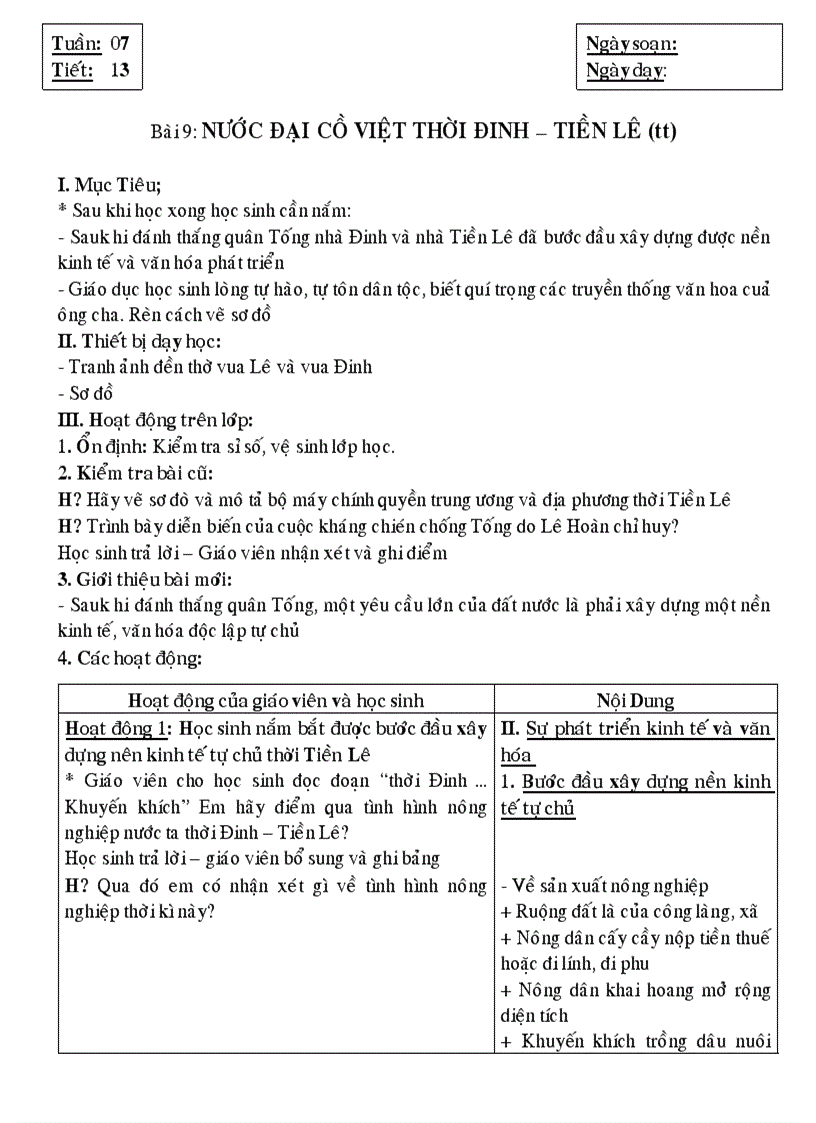 image for page Lịch sử 7 tuần 13