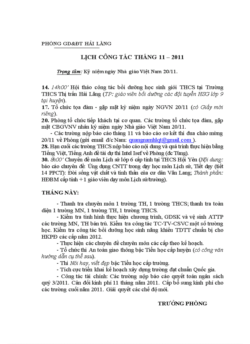 image for page Lịch tháng 11 PGD