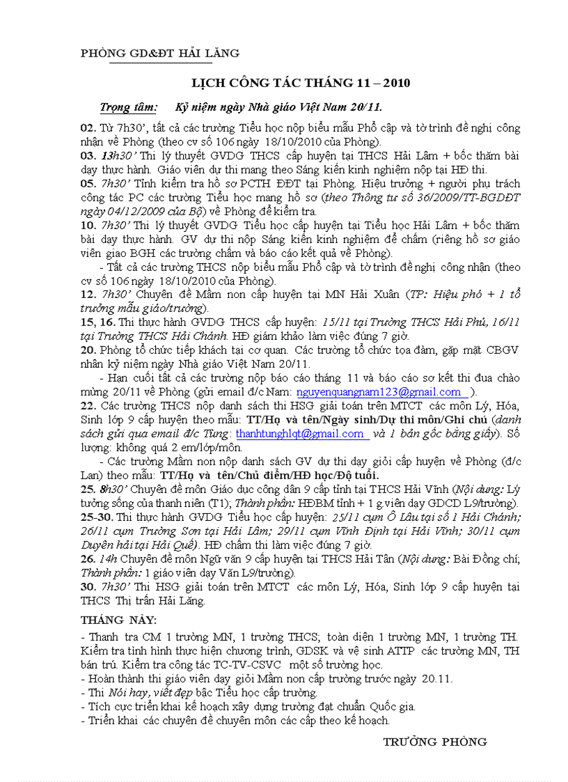 image for page Lịch tháng 11 Phòng