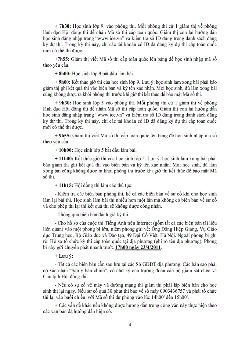 image for page Lịch thi và hướng dẫn tổ chức cuộc thi giải toán và tiếng anh qua mạng cấp toàn quốc của bộ gd