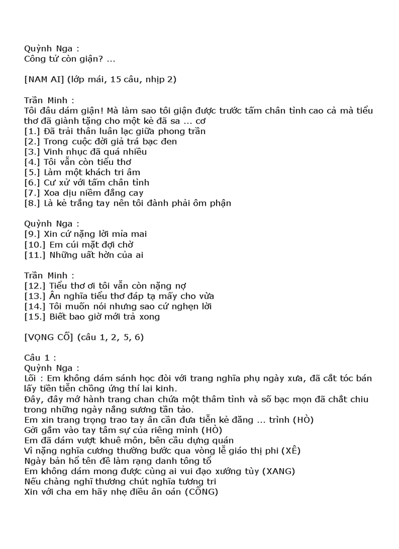 image for page Lời Trích đoạn Cải lương Rất hay và chính xác