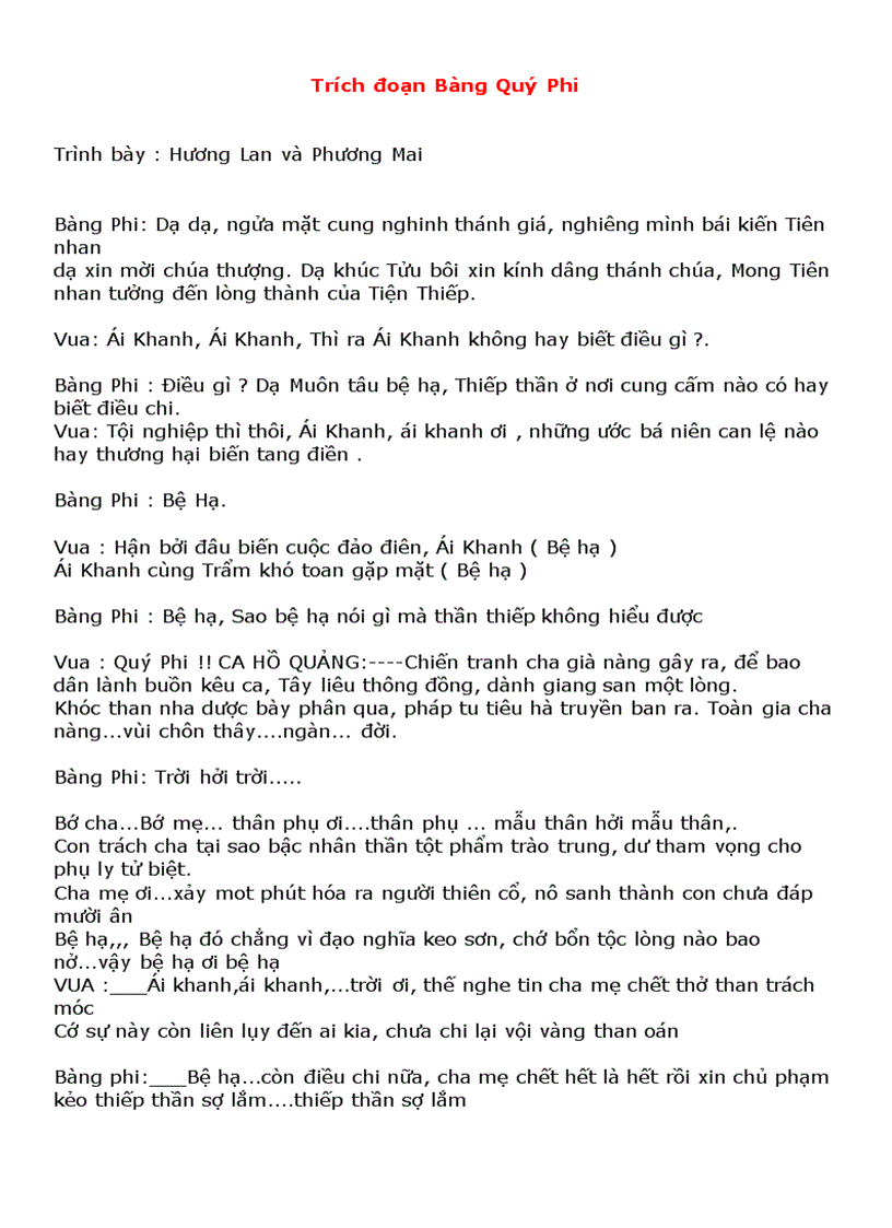 image for page Lời Trích đoạn Cải lương Rất hay và chính xác