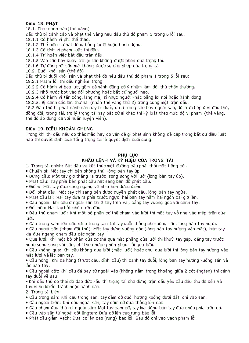 image for page Luật đá cầu mới 2009 đầy đủ