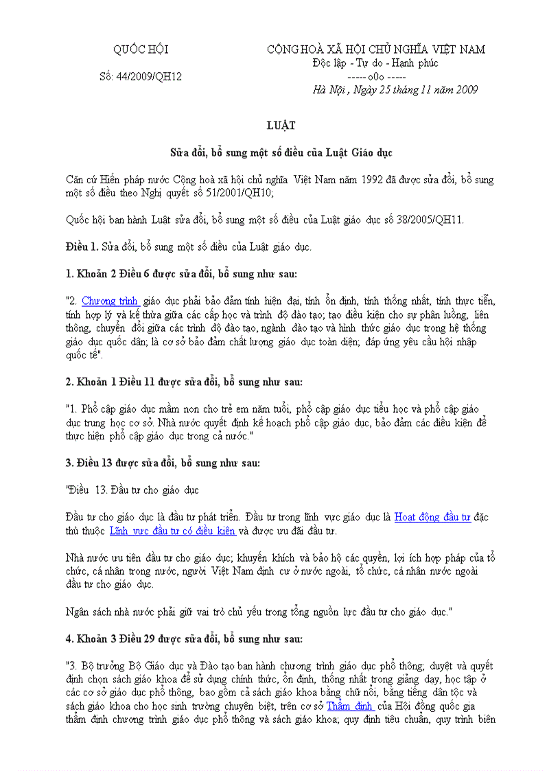 image for page Luật giáo dục 2009 sửa đổi bổ sung