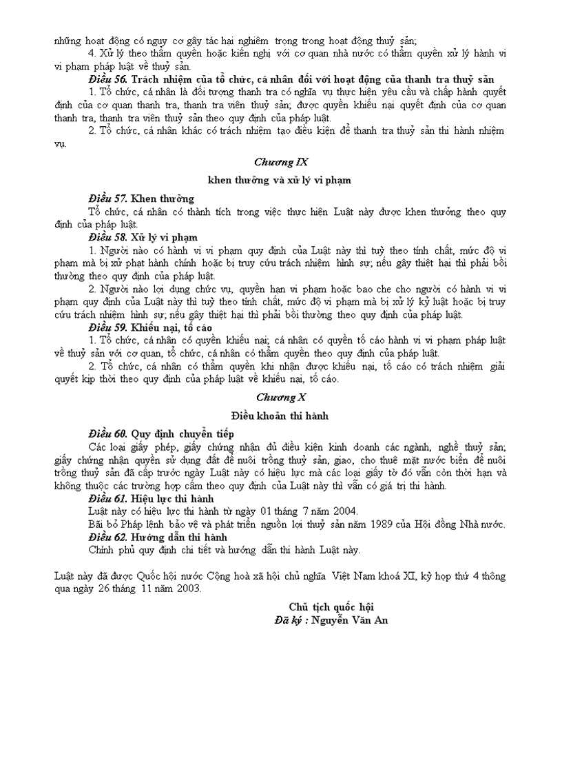 image for page Luật Thủy Sản 2003