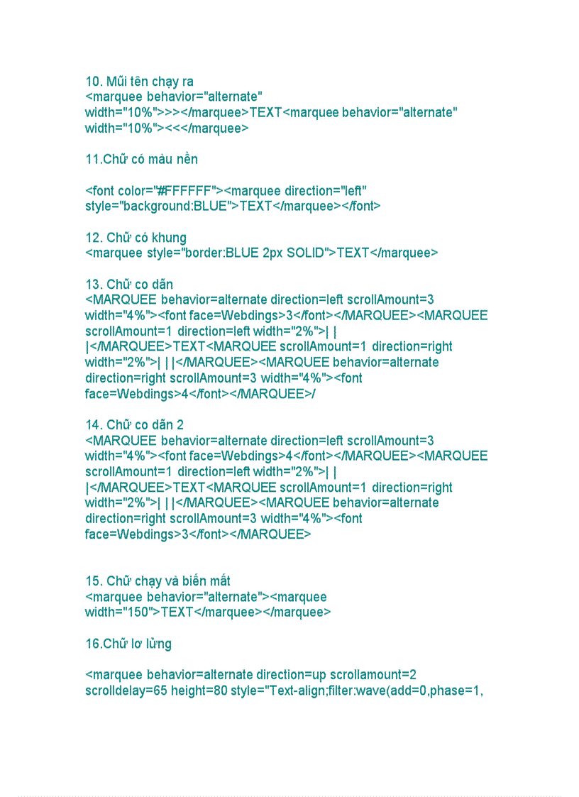 image for page Mã code tạo hiệu ứng cho chữ